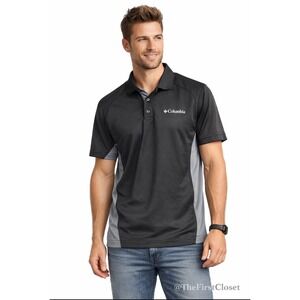 Columbia Men's Black Grey Short Sleeve Polo Shirt M/M